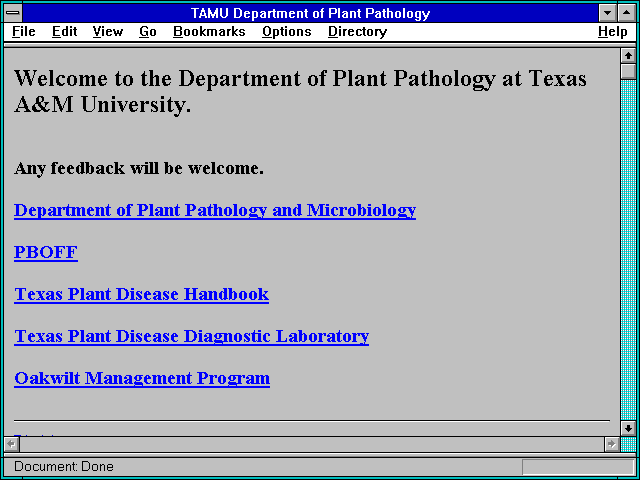 Screenshot of TAMU Department of Plant Pathology