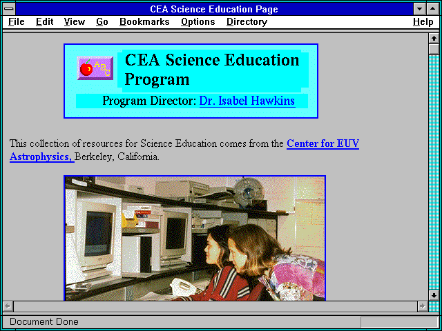 Screenshot of CEA Science Education Page