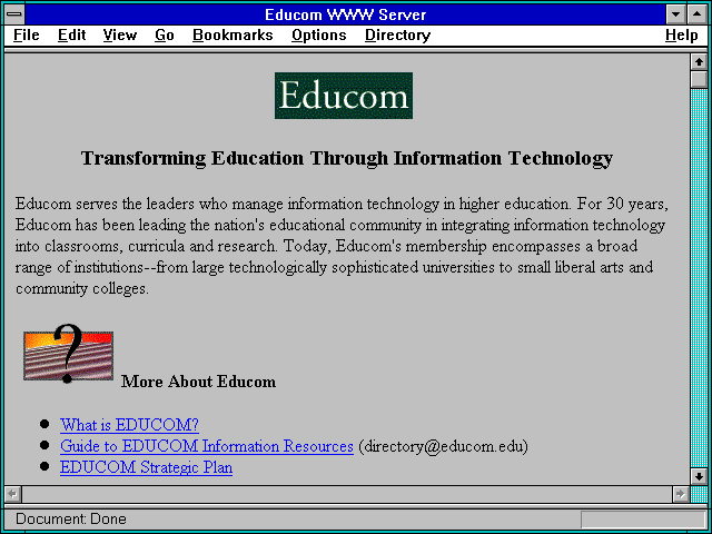 Screenshot of Educom WWW Server
