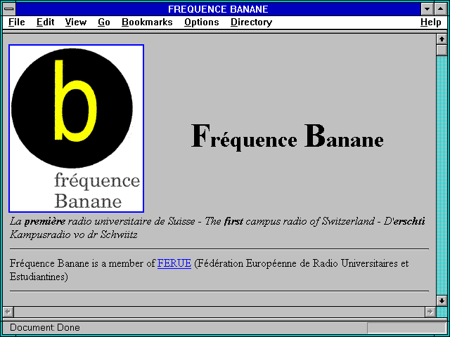 Screenshot of Fréquence Banane WWW Page Server.