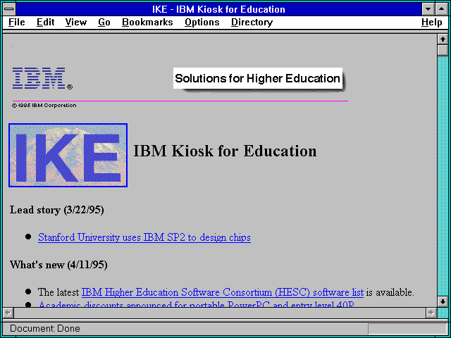 Screenshot of IKE - IBM Kiosk for Education