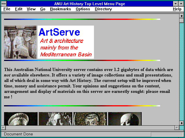 Screenshot of Architecture Database, ANU