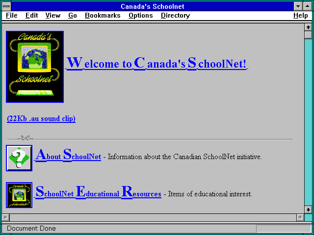 Screenshot of Canada's Schoolnet