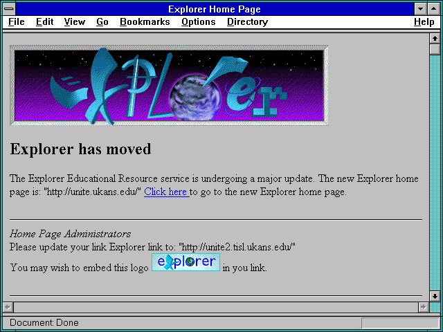 Screenshot of Explorer Home Page