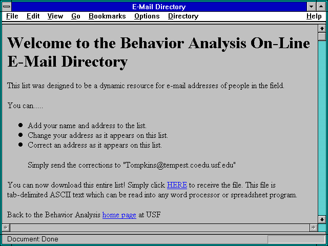 Screenshot of E-Mail Directory