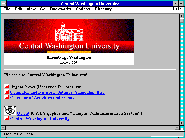 Screenshot of Central Washington University