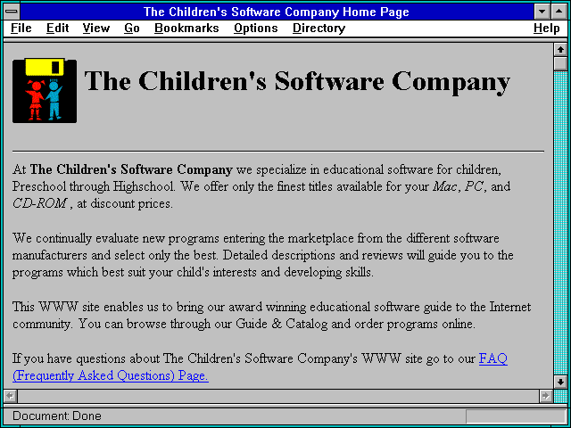 Screenshot of The Children's Software Company Home Page
