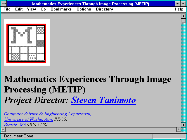 Screenshot of Mathematics Experiences Through Image Processing (METIP)