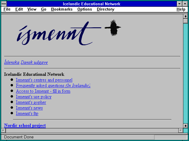 Screenshot of Icelandic Educational Network