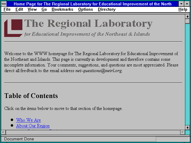 Screenshot of l Laboratory for Educational Improvement of the Northeast and Islands