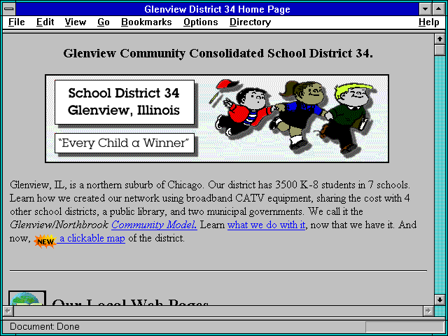 Screenshot of Glenview District 34 Home Page