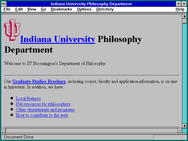 Screenshot of Indiana University Philosophy Department