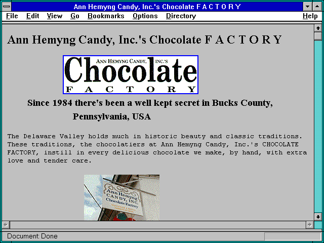 Screenshot of Ann Hemyng Candy Inc.'s Chocolate F A C T O R Y