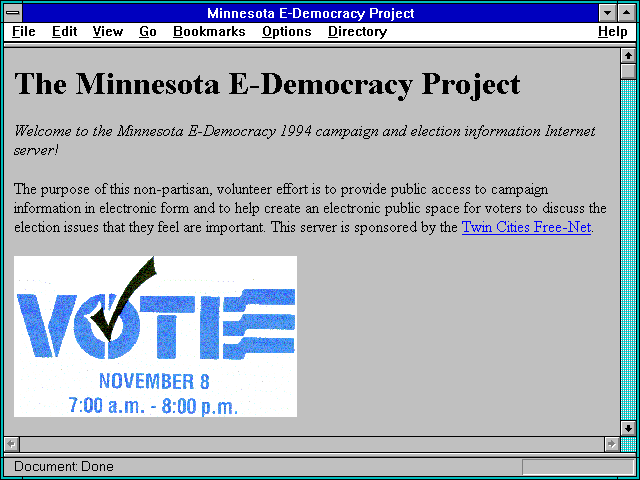 Screenshot of Minnesota E-Democracy Project