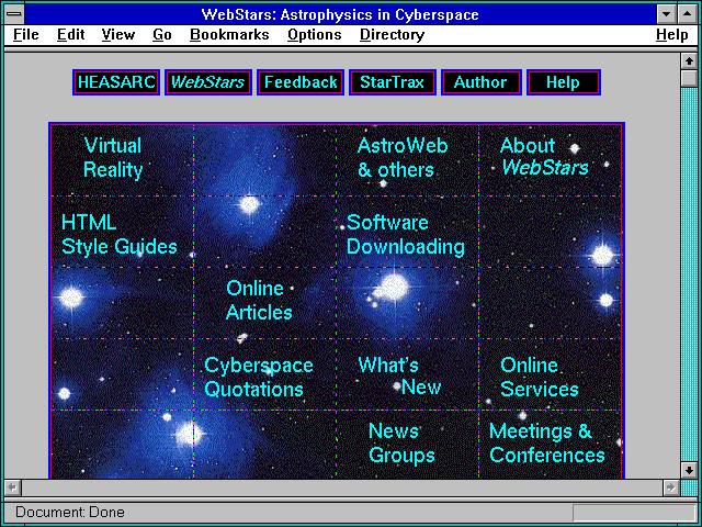 Screenshot of WebStars: Astrophysics in Cyberspace