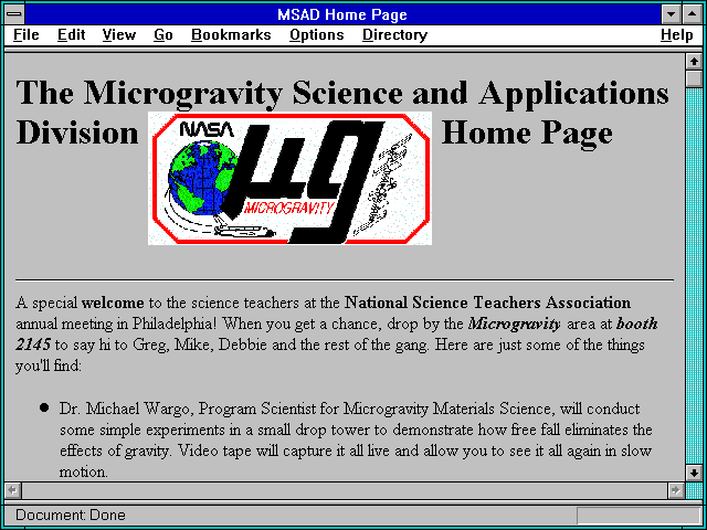 Screenshot of MSAD Home Page