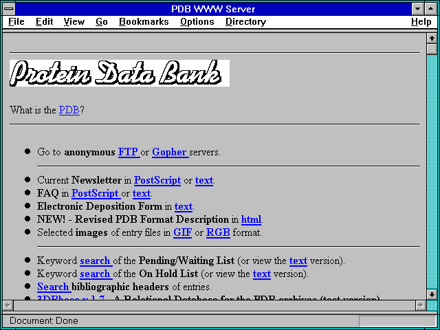 Screenshot of PDB WWW Server