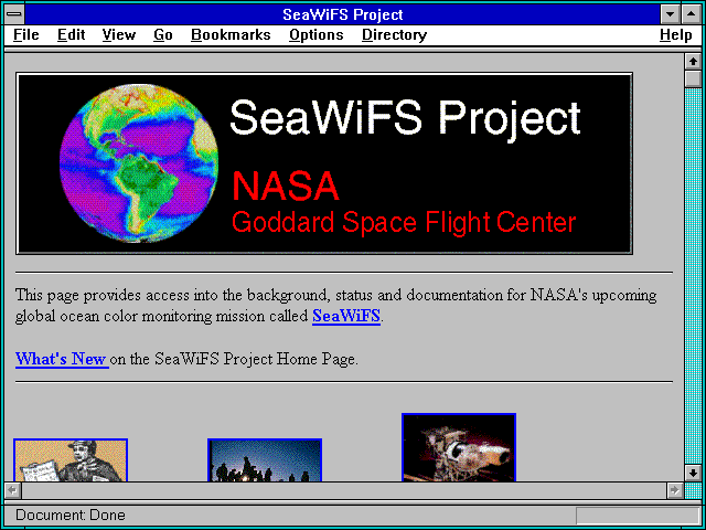 Screenshot of SeaWiFS Project