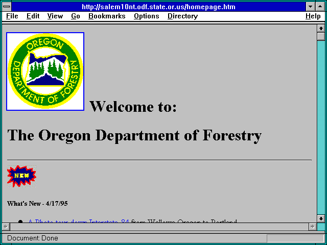 Screenshot of The Oregon Department of Forestry