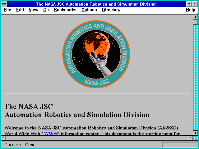 Screenshot of The NASA JSC Automation Robotics and Simulation Division