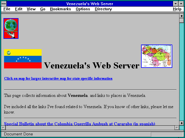 Screenshot of Venezuela's Web Server