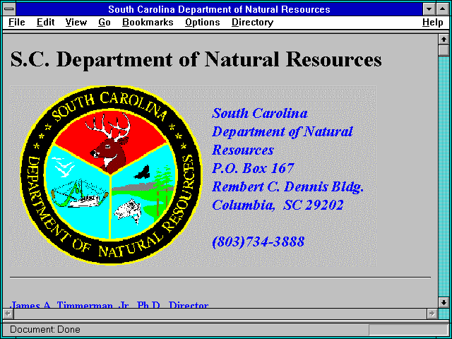 Screenshot of South Carolina Department of Natural Resources