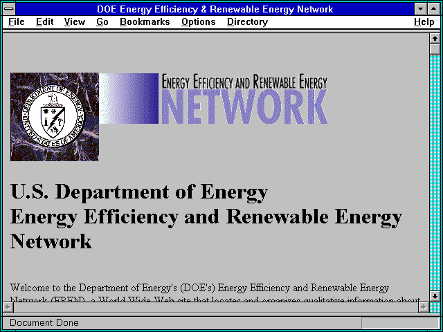 Screenshot of DOE Energy Efficiency & Renewable Energy Network