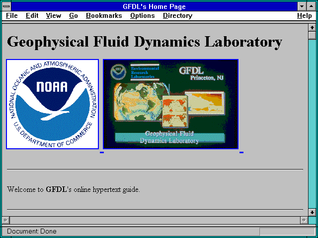 Screenshot of GFDL's Home Page