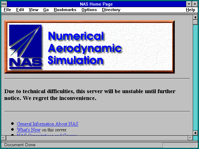 Screenshot of NAS Home Page