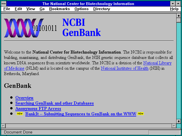 Screenshot of The National Center for Biotechnology Information