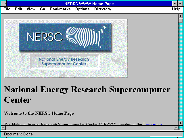 Screenshot of NERSC WWW Home Page