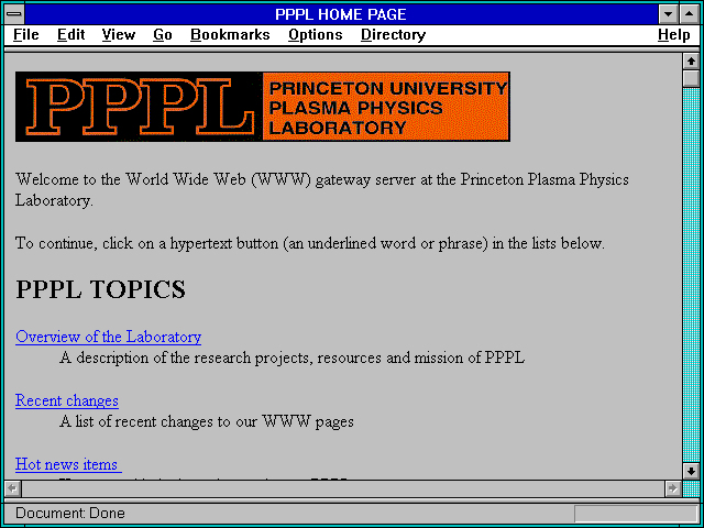 Screenshot of PPPL HOME PAGE