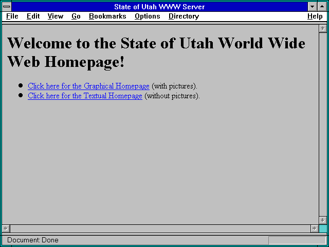 Screenshot of State of Utah WWW Server