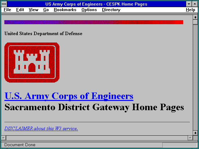 Screenshot of US Army Corps of Engineers - CESPK Home Pages