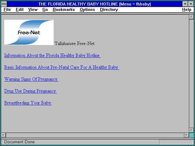 Screenshot of THE FLORIDA HEALTHY BABY HOTLINE