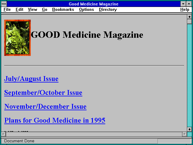 Screenshot of Good Medicine Magazine