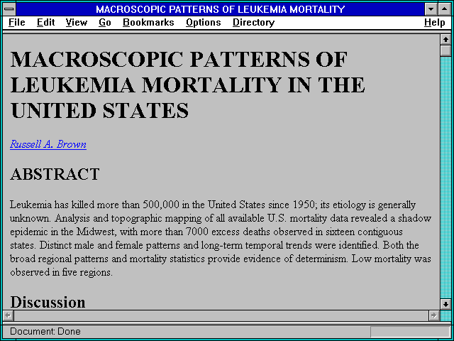 Screenshot of MACROSCOPIC PATTERNS OF LEUKEMIA MORTALITY