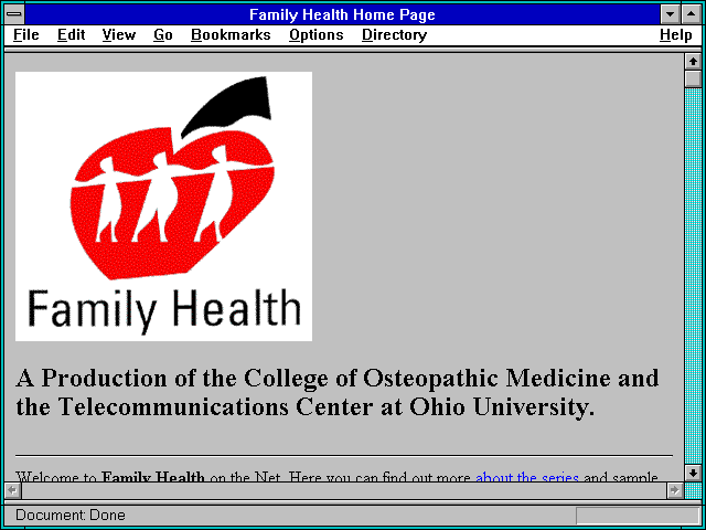 Screenshot of Family Health Home Page
