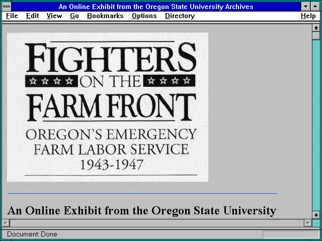 Screenshot of An Online Exhibit from the Oregon State University Archives