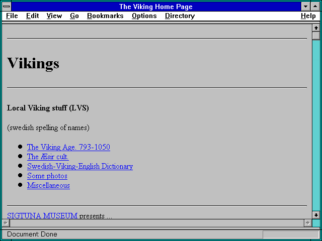 Screenshot of The Viking Home Page