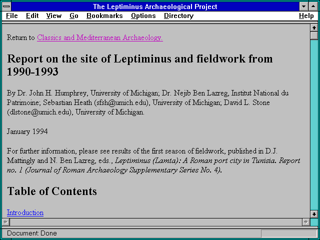 Screenshot of The Leptiminus Archaeological Project