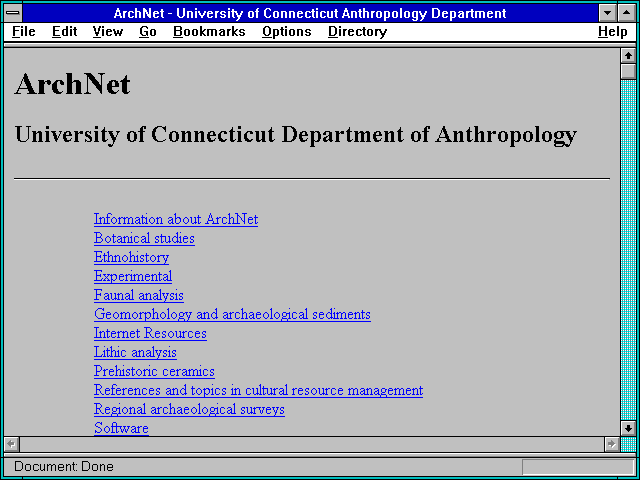 Screenshot of ArchNet - University of Connecticut Anthropology Department
