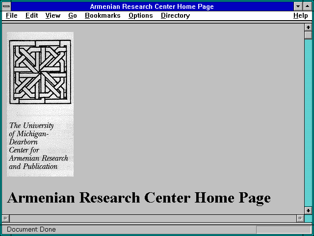 Screenshot of Armenian Research Center Home Page