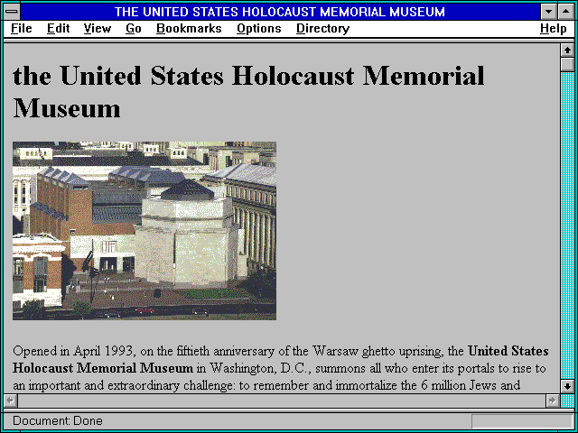 Screenshot of THE UNITED STATES HOLOCAUST MEMORIAL MUSEUM