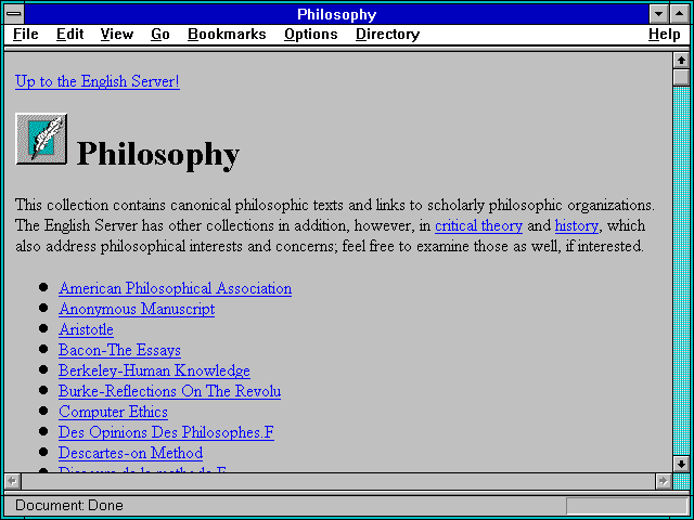 Screenshot of The Carnegie Mellon Philosophy Server
