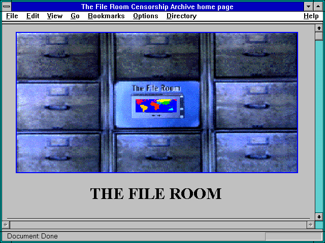 Screenshot of The File Room Censorship Archive home page
