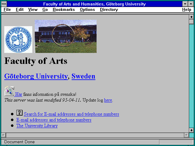 Screenshot of teborg University