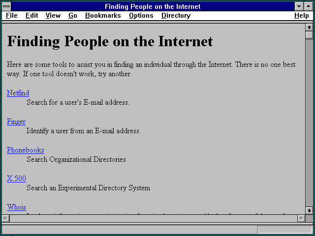 Screenshot of Finding People on the Internet