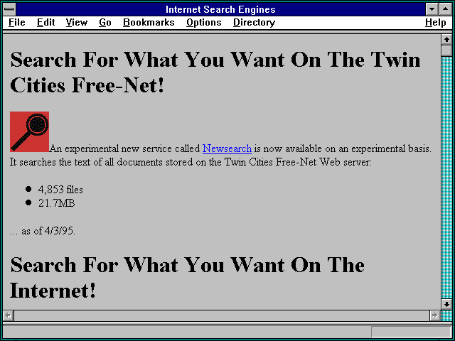 Screenshot of Internet Search Engines