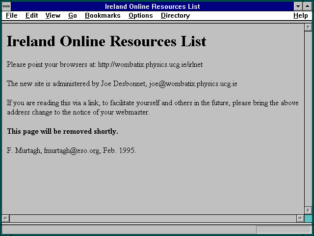 Screenshot of Ireland Online Resources List